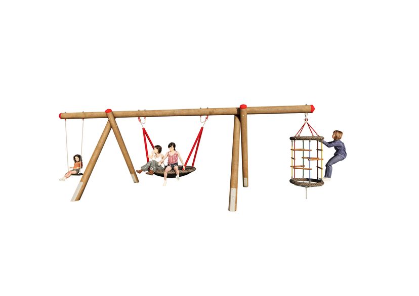 Douglas fir swing frame, long, Suspension height 2.00 m