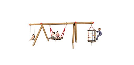Douglas fir swing frame, long, Suspension height 2.00 m