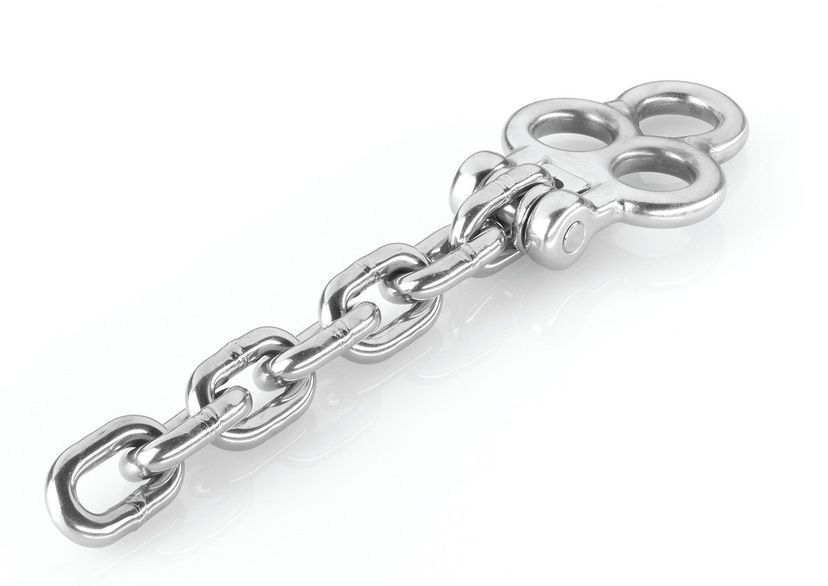 Stainless steel 3-eyelet shackle, including M10 cross bolts