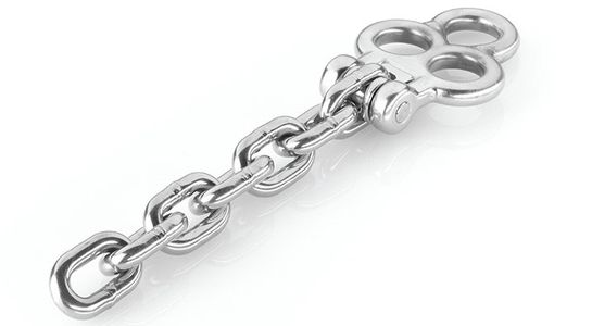 Stainless steel 3-eyelet shackle, including M10 cross bolts