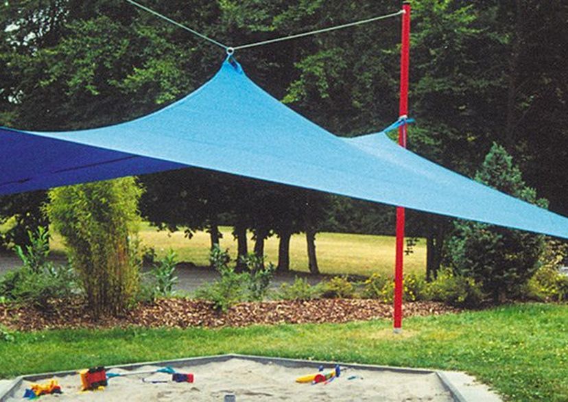 Sun pavilion cover combination, with ground sleeves