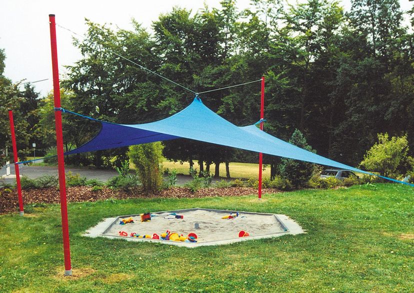 Sun pavilion cover combination, with ground sleeves