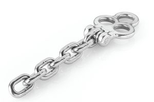 Stainless steel 3-eyelet shackle, including M10 cross bolts