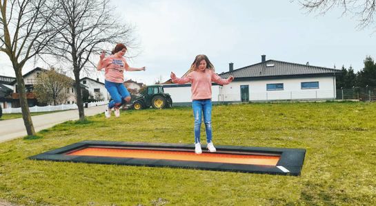 bouncing on trampoline