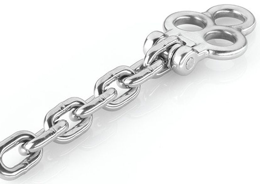 Stainless steel 3-eyelet shackle, including M10 cross bolts