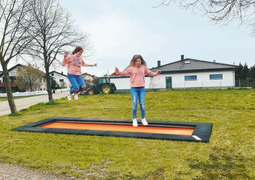 bouncing on trampoline