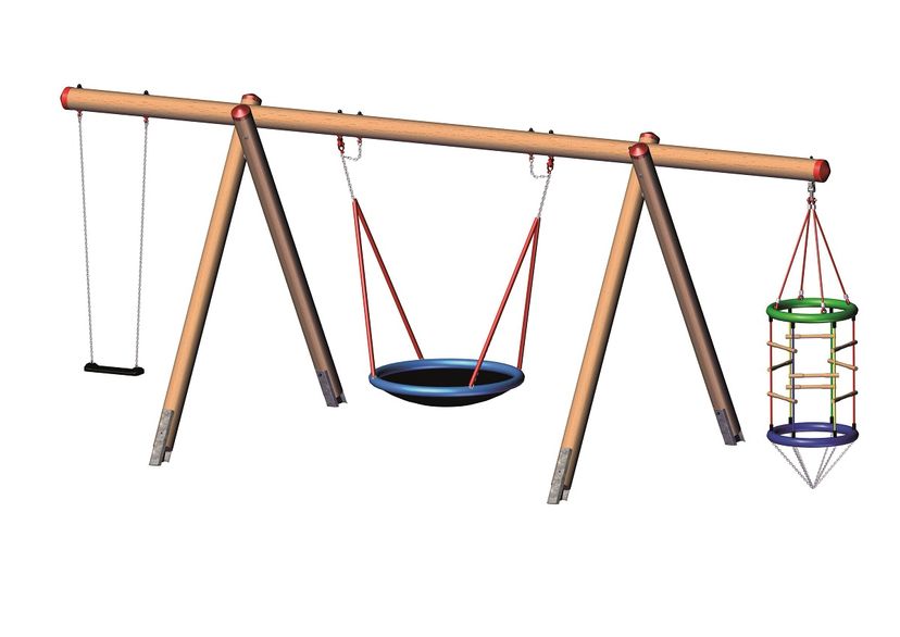 Douglas fir swing frame, long, Suspension height 2.00 m