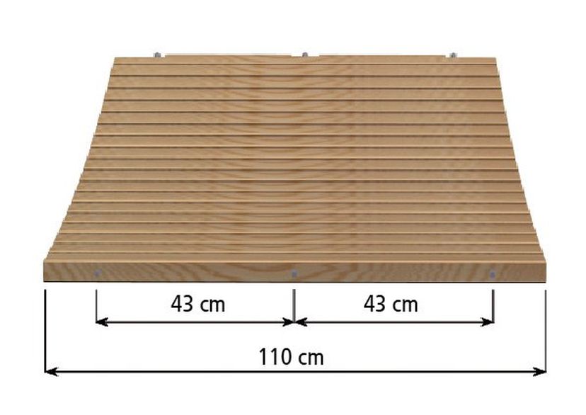 Wooden steps per running metre, Applicable width 100 cm